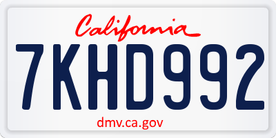 CA license plate 7KHD992