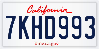 CA license plate 7KHD993
