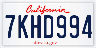 CA license plate 7KHD994