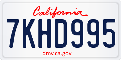 CA license plate 7KHD995