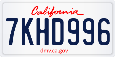 CA license plate 7KHD996