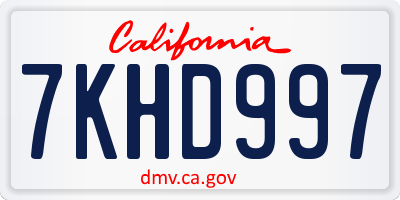 CA license plate 7KHD997