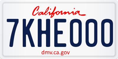 CA license plate 7KHE000
