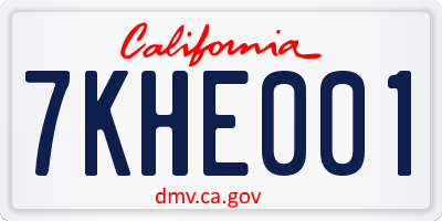 CA license plate 7KHE001
