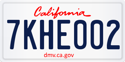 CA license plate 7KHE002