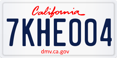 CA license plate 7KHE004
