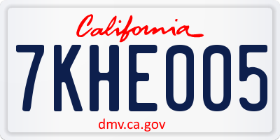 CA license plate 7KHE005