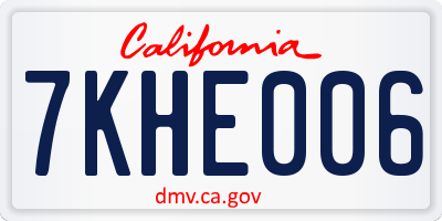 CA license plate 7KHE006
