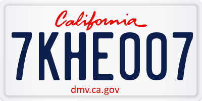CA license plate 7KHE007