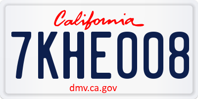CA license plate 7KHE008