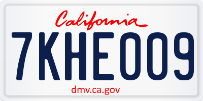 CA license plate 7KHE009