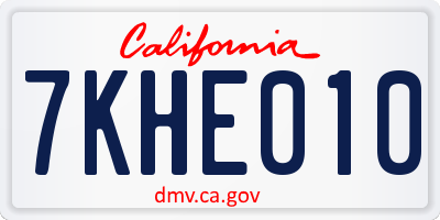 CA license plate 7KHE010