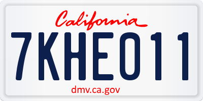 CA license plate 7KHE011