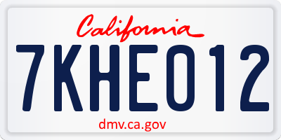 CA license plate 7KHE012