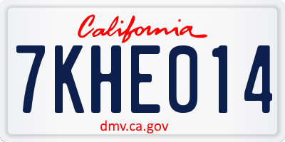CA license plate 7KHE014