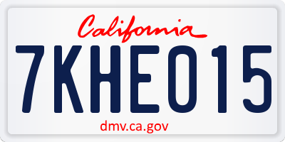 CA license plate 7KHE015