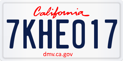 CA license plate 7KHE017