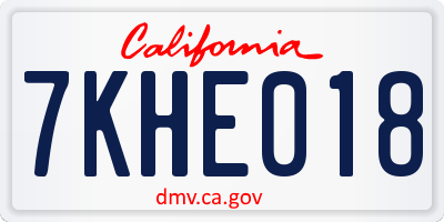 CA license plate 7KHE018