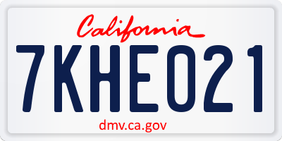 CA license plate 7KHE021