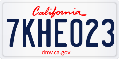 CA license plate 7KHE023