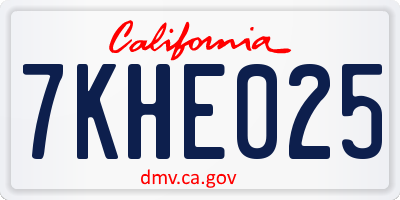 CA license plate 7KHE025
