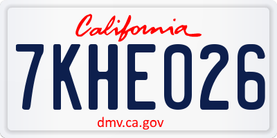 CA license plate 7KHE026