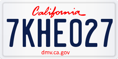 CA license plate 7KHE027