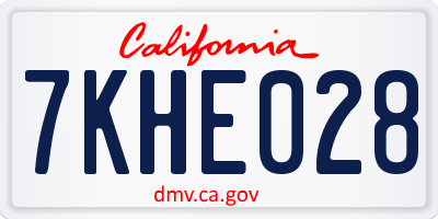 CA license plate 7KHE028