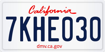 CA license plate 7KHE030