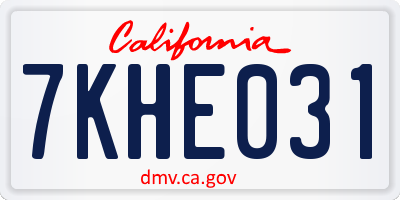 CA license plate 7KHE031