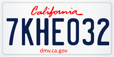 CA license plate 7KHE032