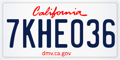 CA license plate 7KHE036