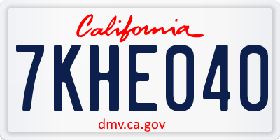 CA license plate 7KHE040