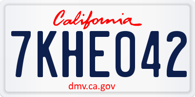 CA license plate 7KHE042