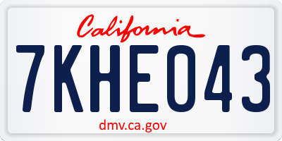 CA license plate 7KHE043