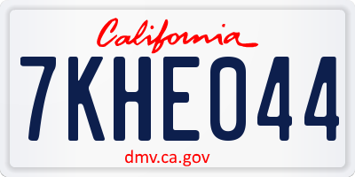 CA license plate 7KHE044