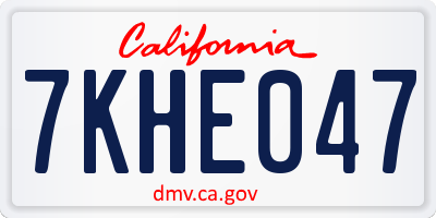 CA license plate 7KHE047