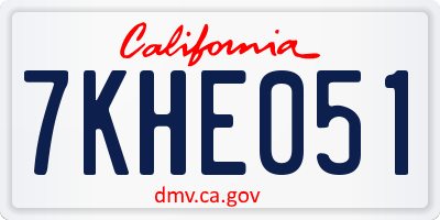 CA license plate 7KHE051