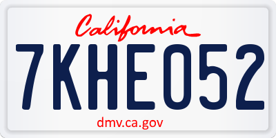 CA license plate 7KHE052