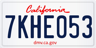 CA license plate 7KHE053