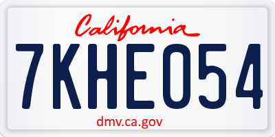 CA license plate 7KHE054