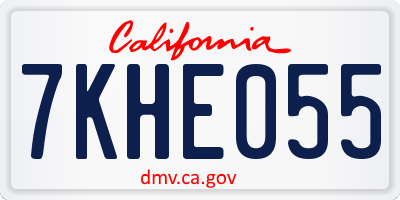 CA license plate 7KHE055