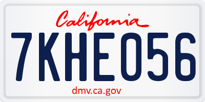 CA license plate 7KHE056
