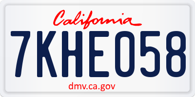 CA license plate 7KHE058