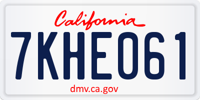 CA license plate 7KHE061