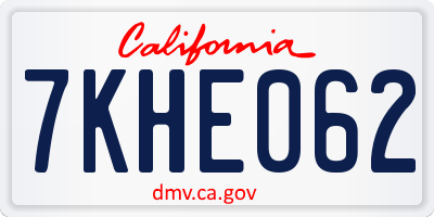 CA license plate 7KHE062