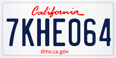 CA license plate 7KHE064