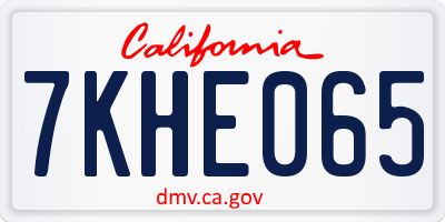 CA license plate 7KHE065