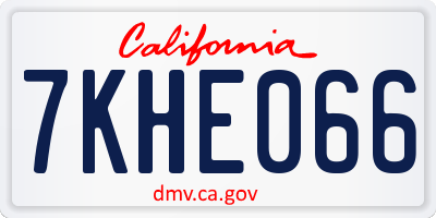 CA license plate 7KHE066