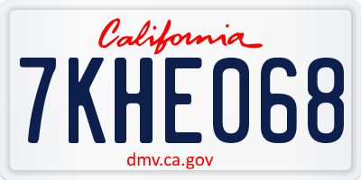 CA license plate 7KHE068